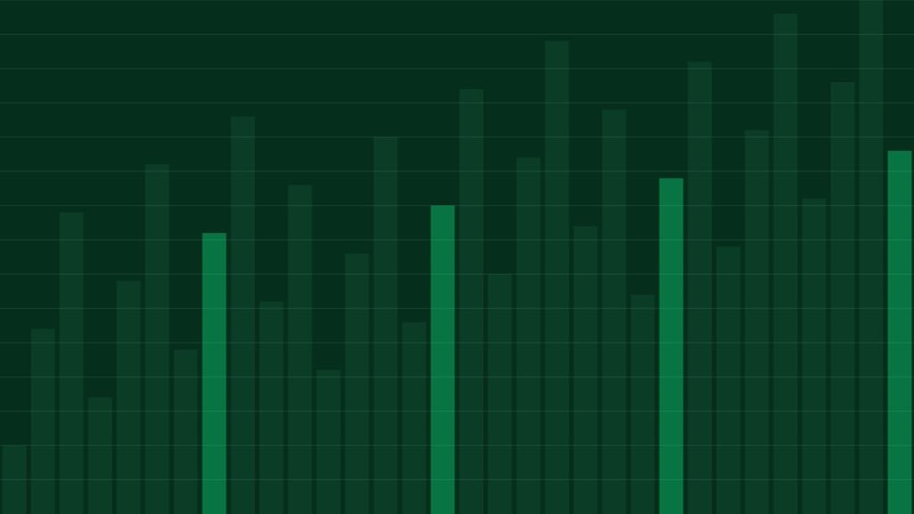 Abstract illustration of rising green bars (sample image)